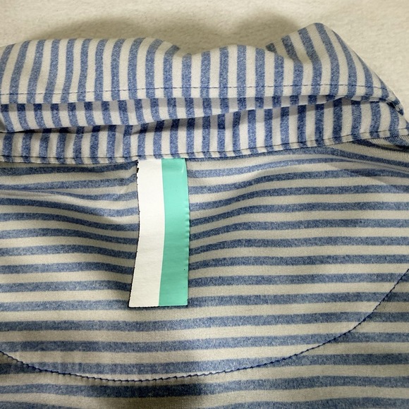Rhoback Men's Large The Birdie Stripe Blue Gray Golf Polo Shirt Performance - Picture 5 of 6